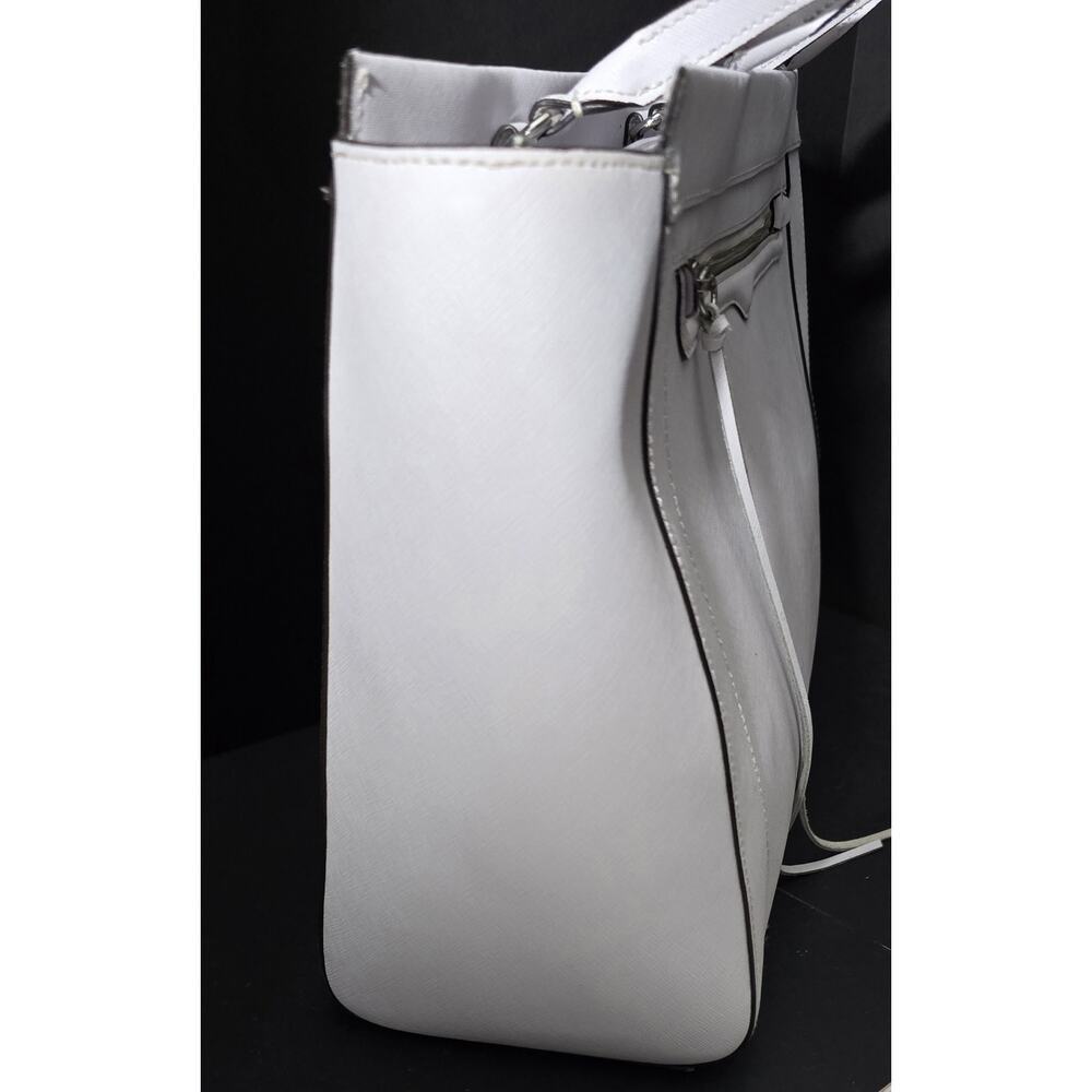 Rebecca Minkoff Monroe Laptop Bag Saffiano Leather Tote Shoulder Purse White NEW - Picture 6 of 15